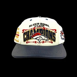 Vintage Denver Broncos Super Bowl XXXIII Champions Leather Strapback Hat USA